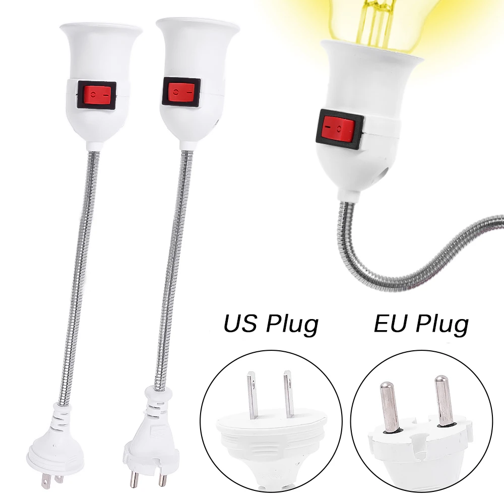 

Universal E27 Bulb Holder EU/US Plug Lamp Base with Switch Adjustable Socket Holder Energy Saving LED Desk Bulb Base Converter