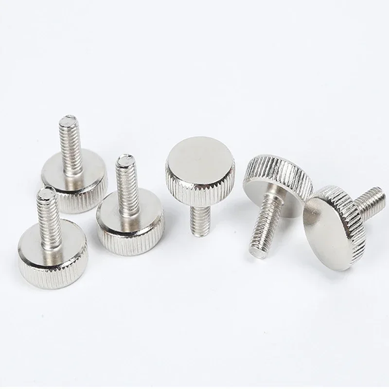10pcs M3 GB835 304 Stainless Steel Knurl Flat Round Head Hand Tighten Curtain Wall Glass Thumb Screw Bolt