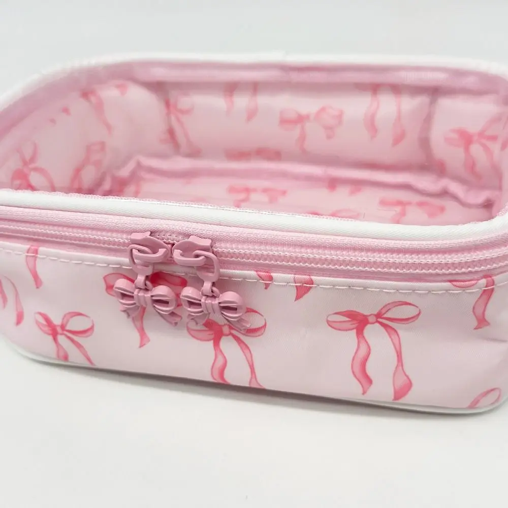 Multi-Purpose PVC Makeup Bag Clear with Zipper Cosmetic Bag Bow Print Large Capacity Toiletry Bag Women Girls