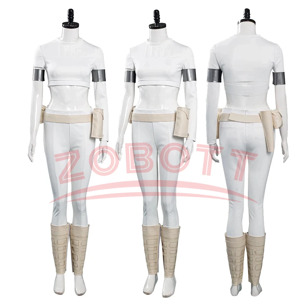 

Padme Cosplay Fantasia Costume White Uniform Cloak Belt Movie Battle Disguise For Women Halloween Carnival Suit