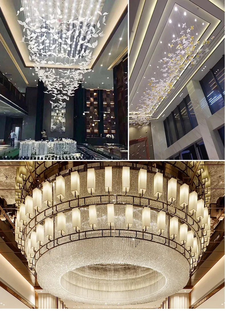 

Living room calligraphy streamer crystal chandelier hotel meeting room different