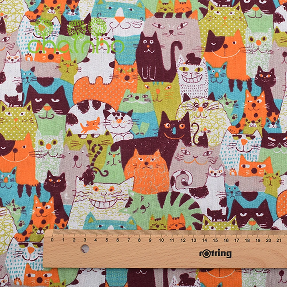 Chainho,Printed Cotton Linen Fabric,DIY Sewing Quilting Material,Cloth Table,Sofa,Curtain,Bag,Cushion,Furniture Cover,J15CL18