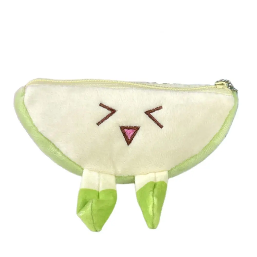 New Cartoon Apple Key Chain Soft Plush Coin Purse Children Toys Large Capacity Kawaii Fluffy Wallet