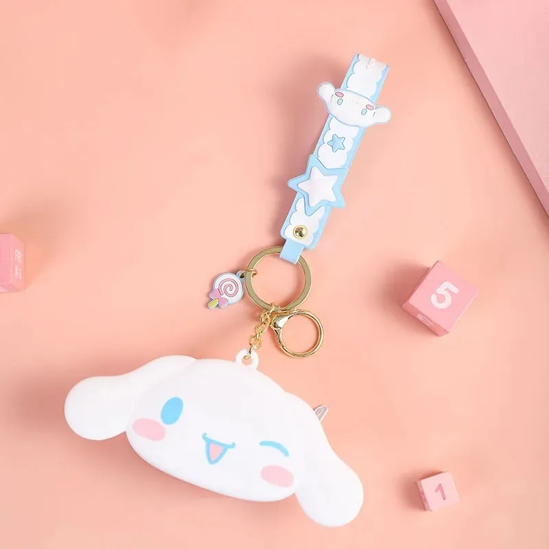 Sanrio Cartoon Silicone Coin Purse Kawaii Hellokitty Kuromi Mini Storage Bag Cute Pendant Keychain Doll Bag Decoration Girl Gift