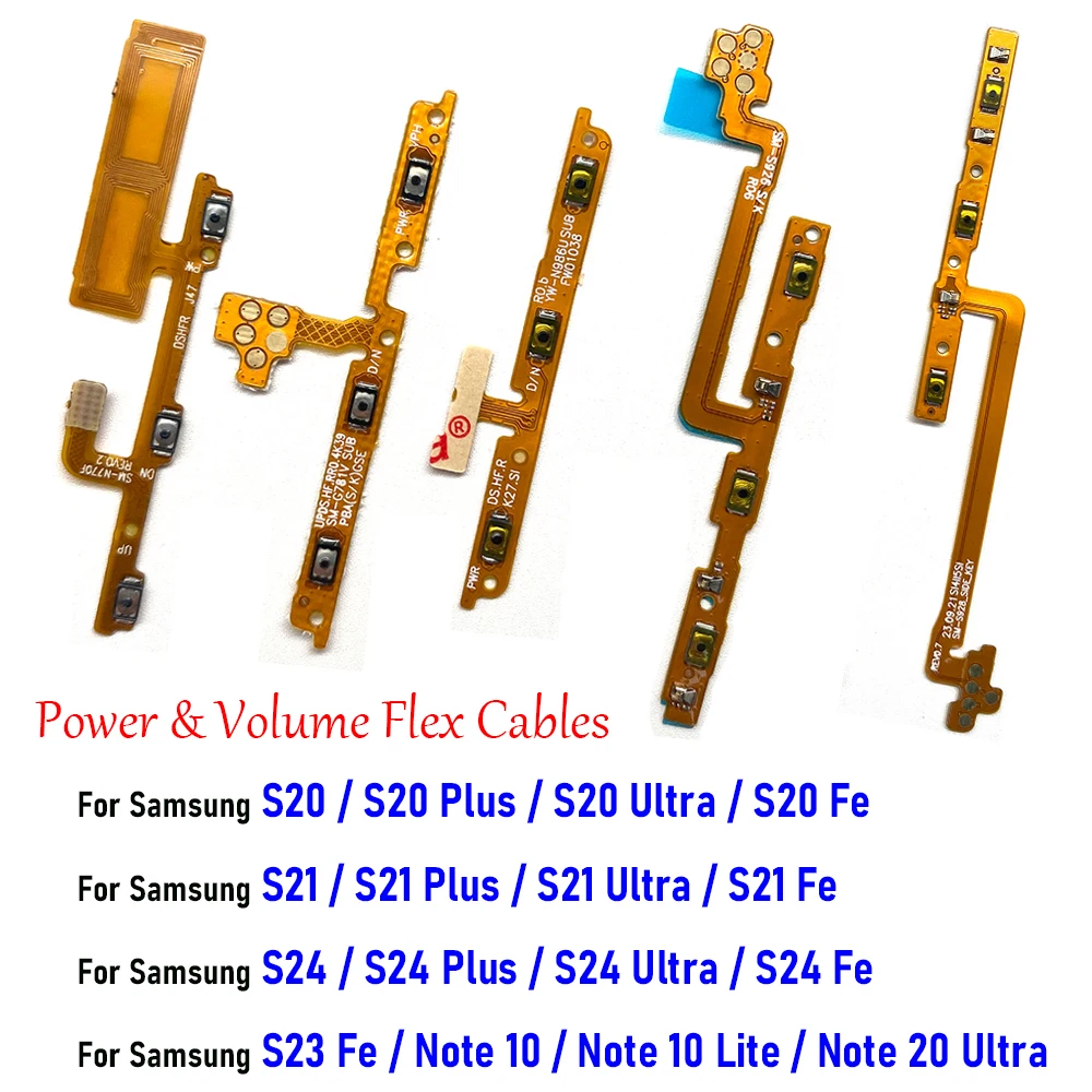 NEW Power Switch On/Off Button Volume Key Button Flex Cable For Samsung S20 S21 Plus S23 Fe S24 Ultra Note 10 Lite Note 20