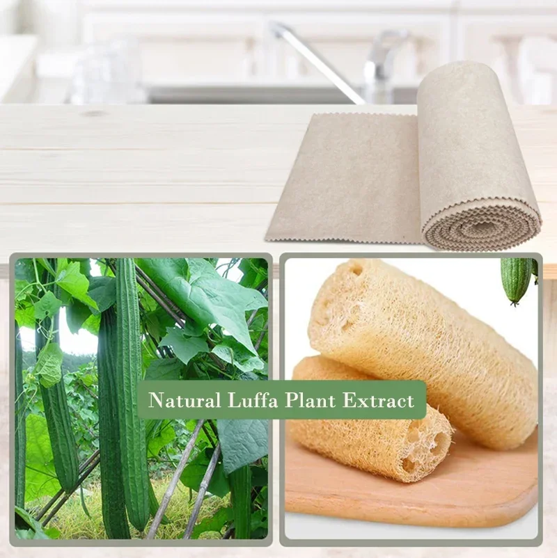 20/1pcs Magic Cleaning Cloths Natural Luffa Plant Fiber Non-stick Oil Rags Dishcloth Glass Wiping Cloth Home Kitchen Clean Tools