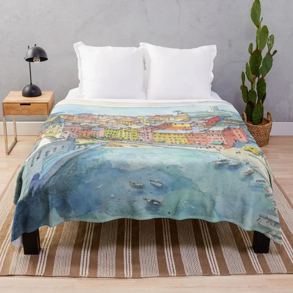 Vernazza, Cinque Terre Throw Blanket Elegant Warm Throw Blanket for Hotel Home