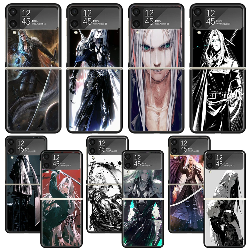 Anime FINAL FANTASY 7 BloodyBeni Phone Fold Case for Samsung Galaxy Z Flip 6 5 4 3 ZFlip6 Z Flip5 Flip6 Flip4 Flip3 5G Black She