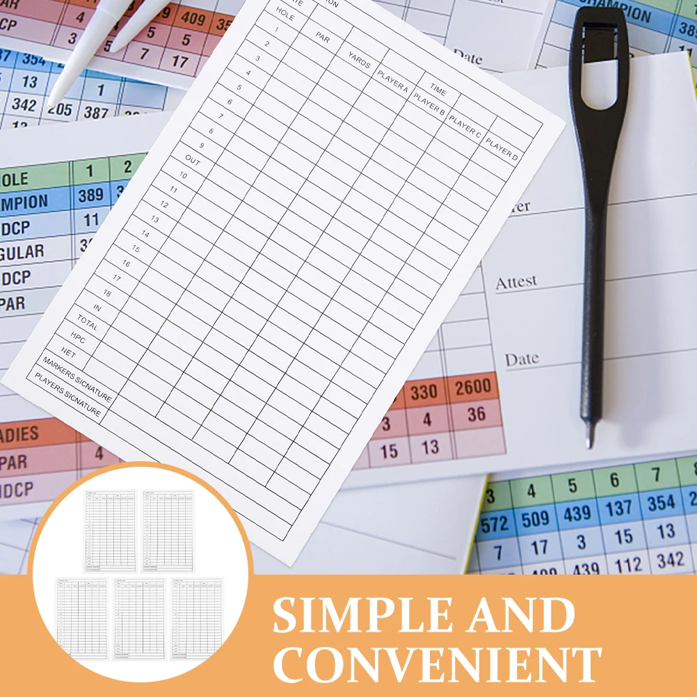 

5 Tools Coated Paper Scorecards Portable Score Cards Golfs Paper Score Cards Supplies Smooth Writing