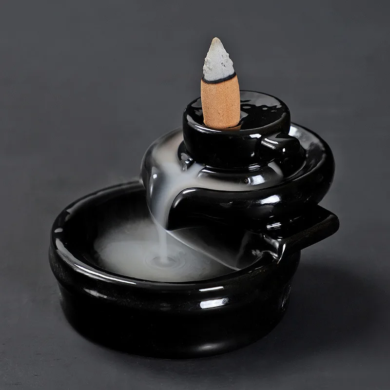 FY Fortune Comes Backflow Incense Burner Ceramic 6/11cm Incense Waterfall Holder Decoration for Home Teahouse Ornaments