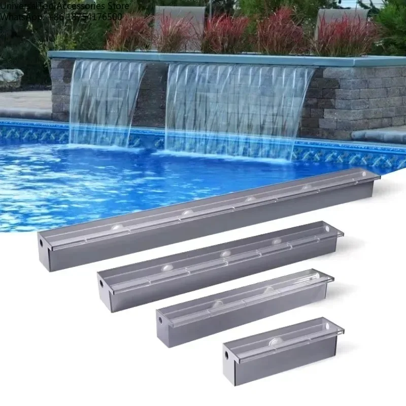 Indoor Pool Waterfall Wall Fountain Sheer Acrylic Water Blade Cascade Descent LED Light Decorative Waterfall for Indoor Pools