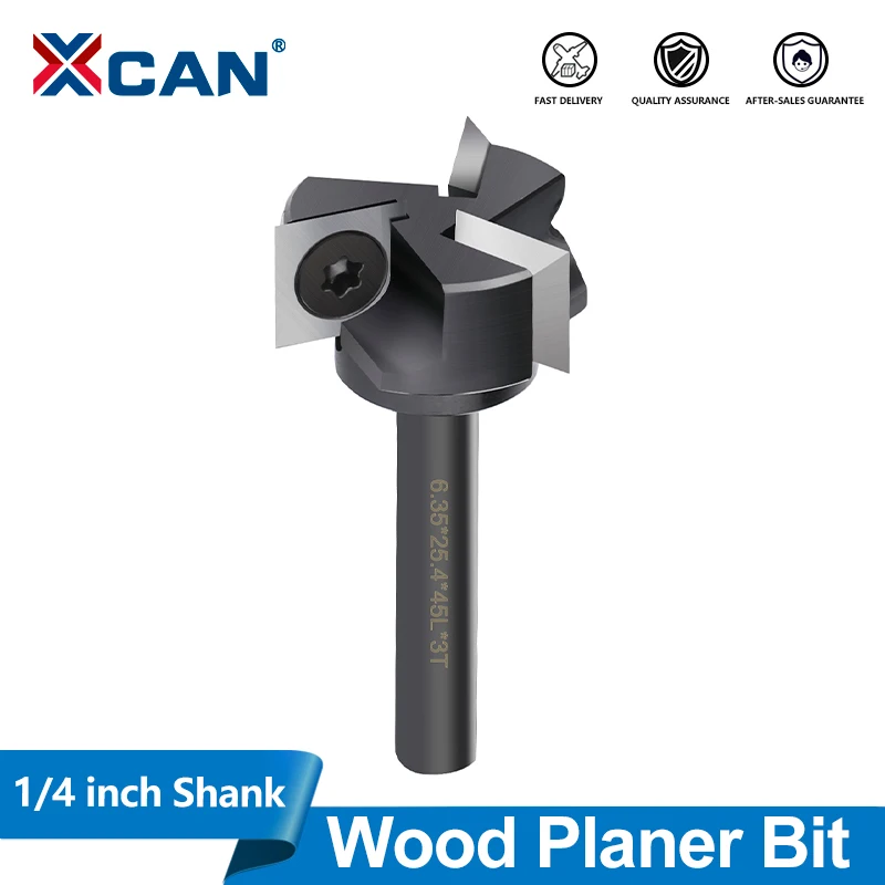 

XCAN 1pc 6.35mm Shank CNC Spoilboard Surfacing Router Bit 3 Flutes Insert Carbide Slab Flattening Router Bit Wood Planer Bit