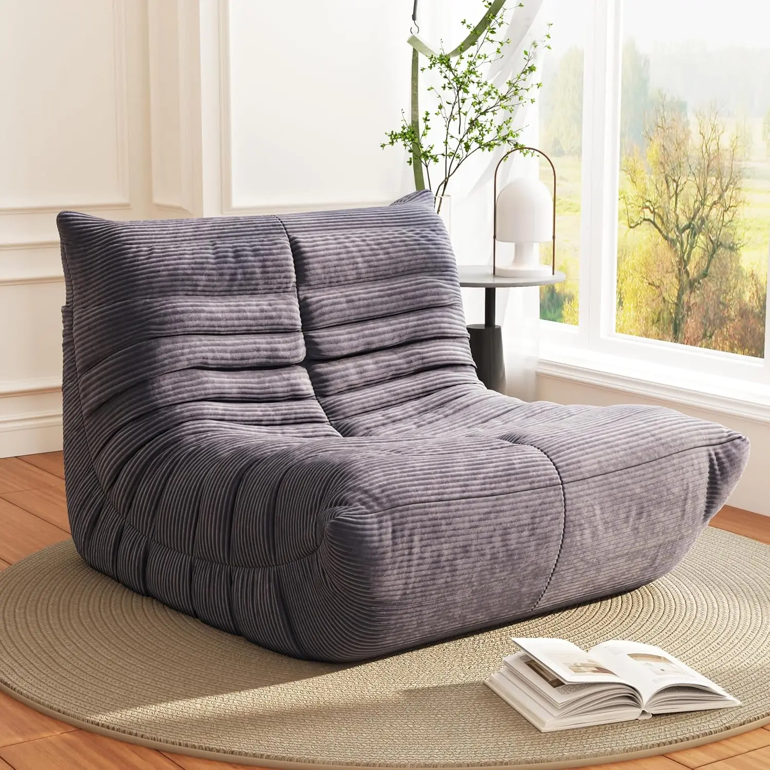 

Bean Bag Chair, Lazy Floor Sofa Couch for Adults and Kids, Fireside Chair with Ergonomic Design, Memory Foam Lounge Chair for
