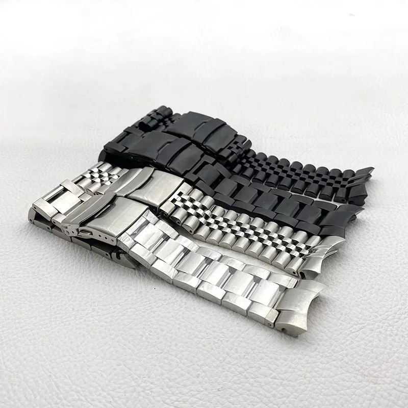 22mm Watch Strap SKX007 SRPD Samurai SRPE Watch Bracelet Stainless Steel Deployment Folding Buckle Solid Arc Ends Watch Band