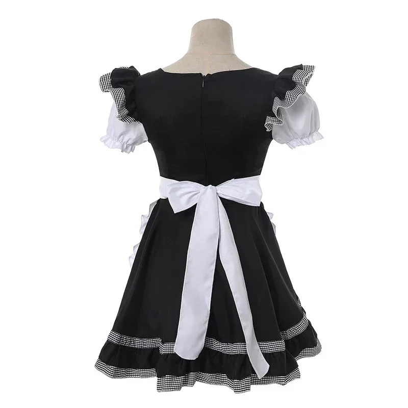 Halloween  Black Pink Cute Lolita Sexy Maid Outfit Apron Dress Bell Choker Anime Cosplay Costume Women Coffee Waitress Uniform view 5