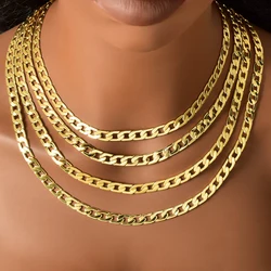 Sunny Jewelry Women Men's Necklace Gold Plated Fashion Basic Punk Cuban Link Chain Long Necklace Neck Jewellery Accessories Gift