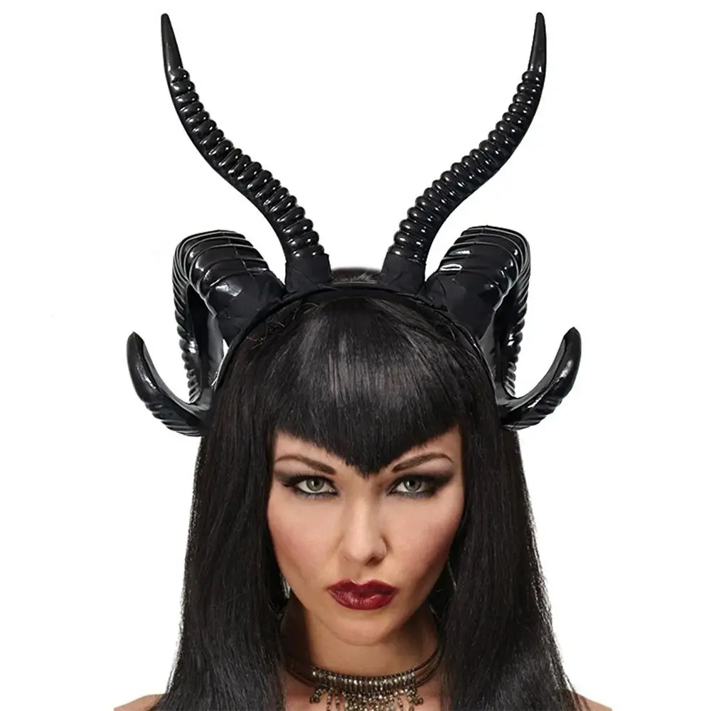 Sheep Horns Headband, Halloween Headwear For Party Dress Up Costume Cosplay Prop Hairband Devil Witch Demon Horns