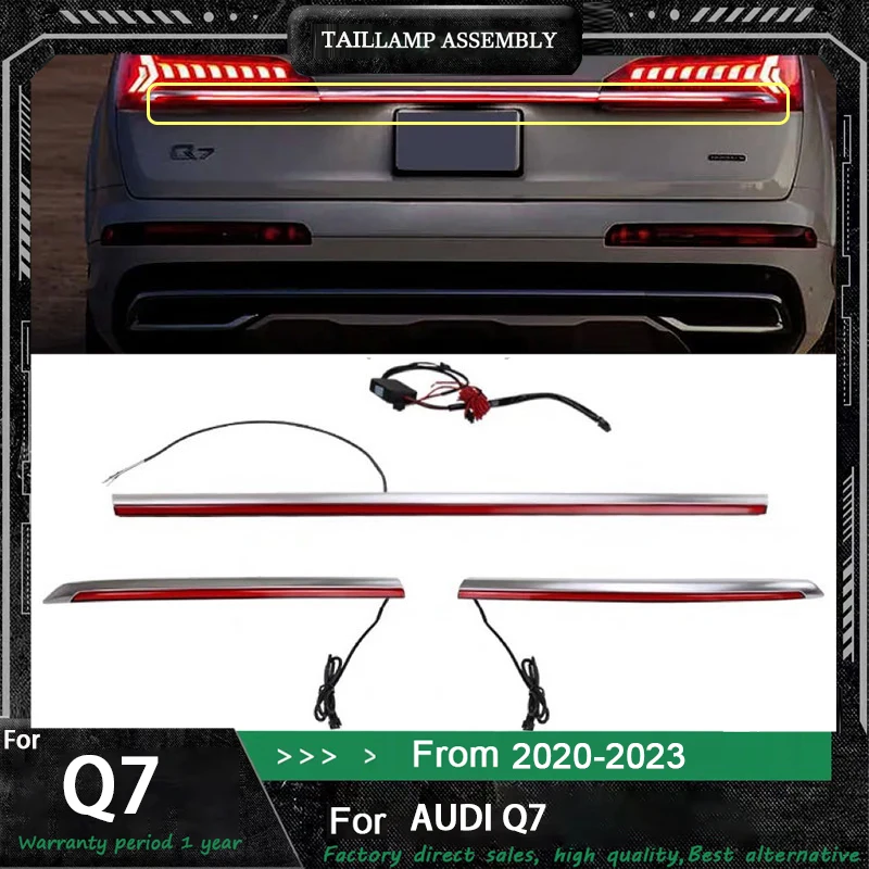 For Audi Q7 taillights New LED Taillight Dynamic Light Rear Tail Lamp Bar Assembly Modified Three-section Style 2020-2023