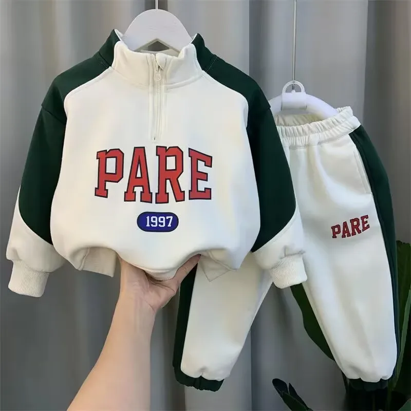 Jongens Lente Pak 2023 Nieuwe Modieuze Kinder Baby Trui Broek 2 Stuks Herfst Sportkleding Set