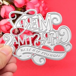 Merry Christmas Happy New Year Cutting Dies for DIY Scrapbooking Xmas Gift Card