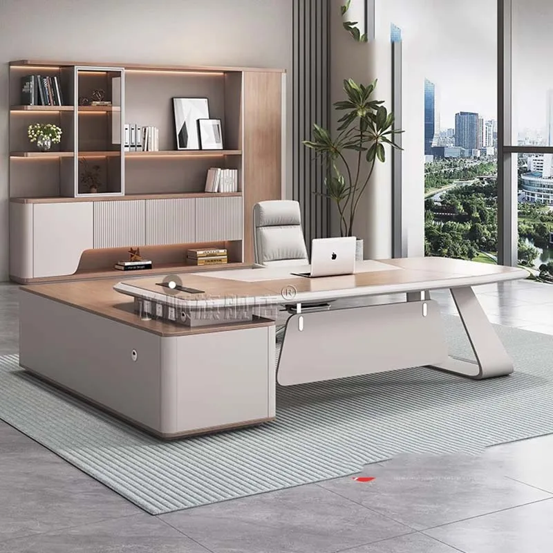 Long Luxury Office Desk Study Standing Wooden Design Storage Office Desk Computer Portable Meuble Bureau Commercial Furniture