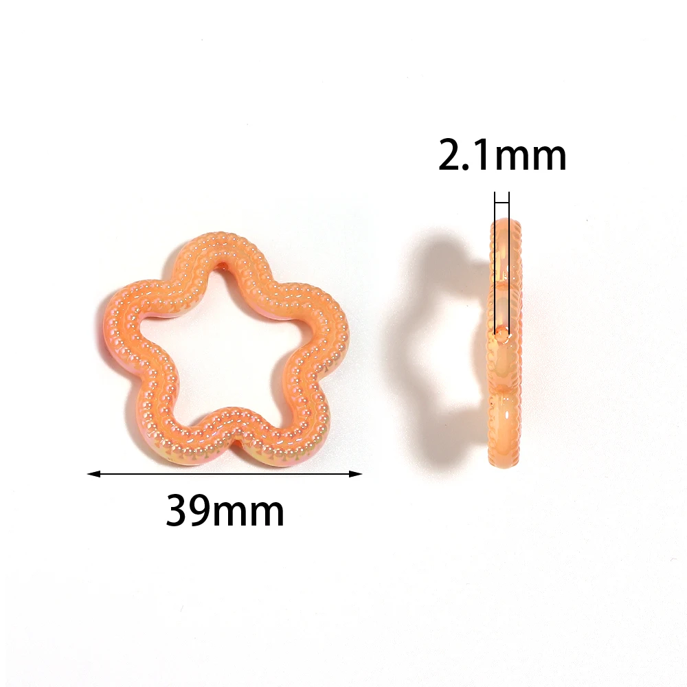 10pcs 39mm Acrylic Spacer Beads Five-pointed Stars Pendant Flower Shape Beads For Jewelry Making DIY Charms Bracelets Accessorie