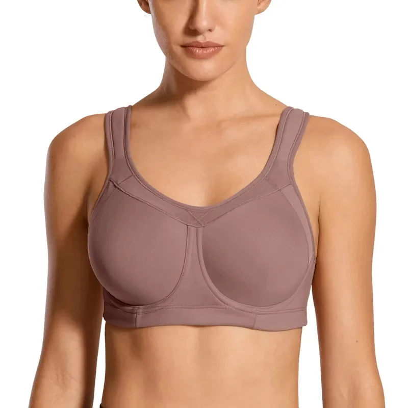 Women's High Impact Removable Pads Sports Bra Underwire Full Coverage Support Workout Running Bra