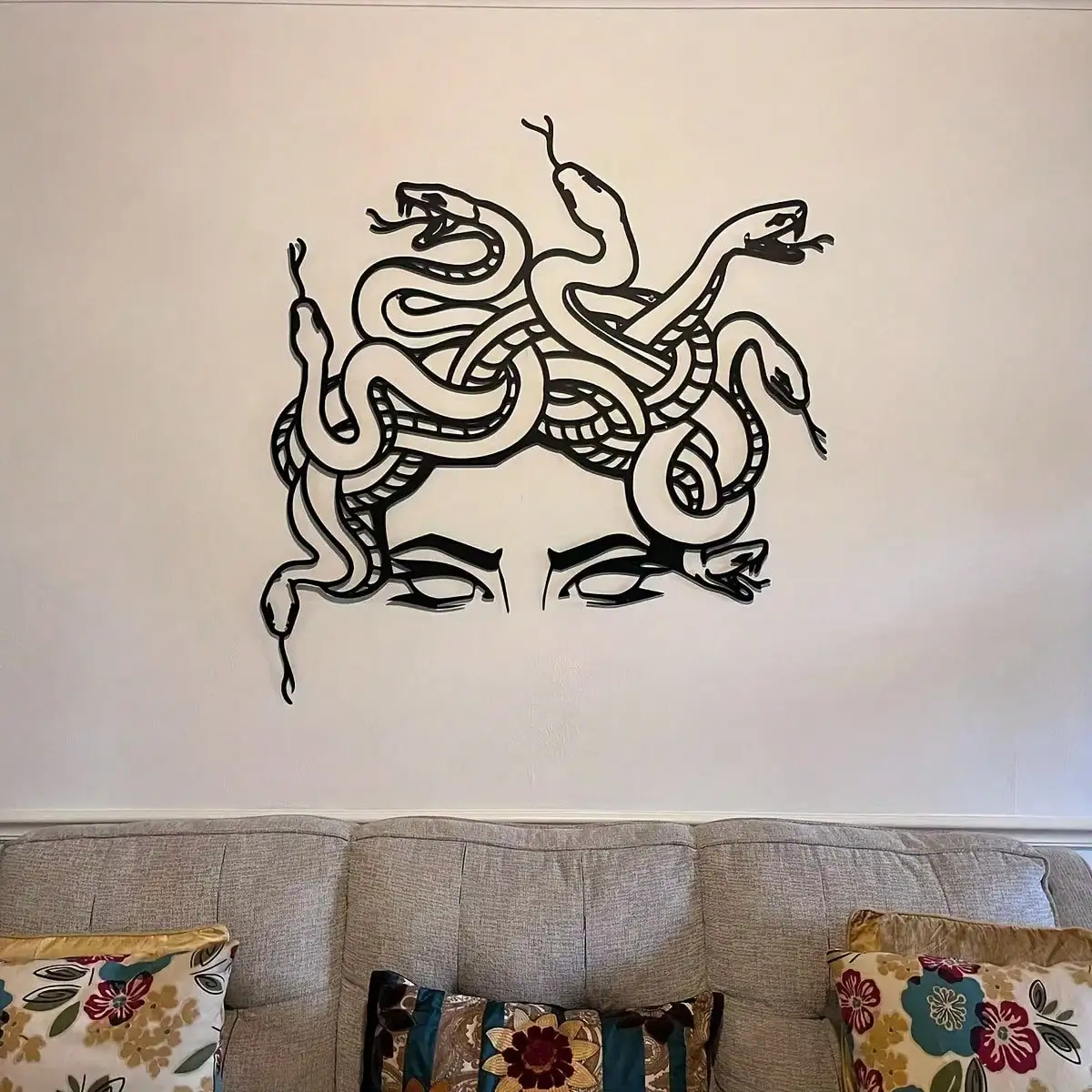 Brand Medusa Greek Mythology Metal Wall Art, Minimalist Iron Hanging Sculpture for Interior Home Indoor Decor