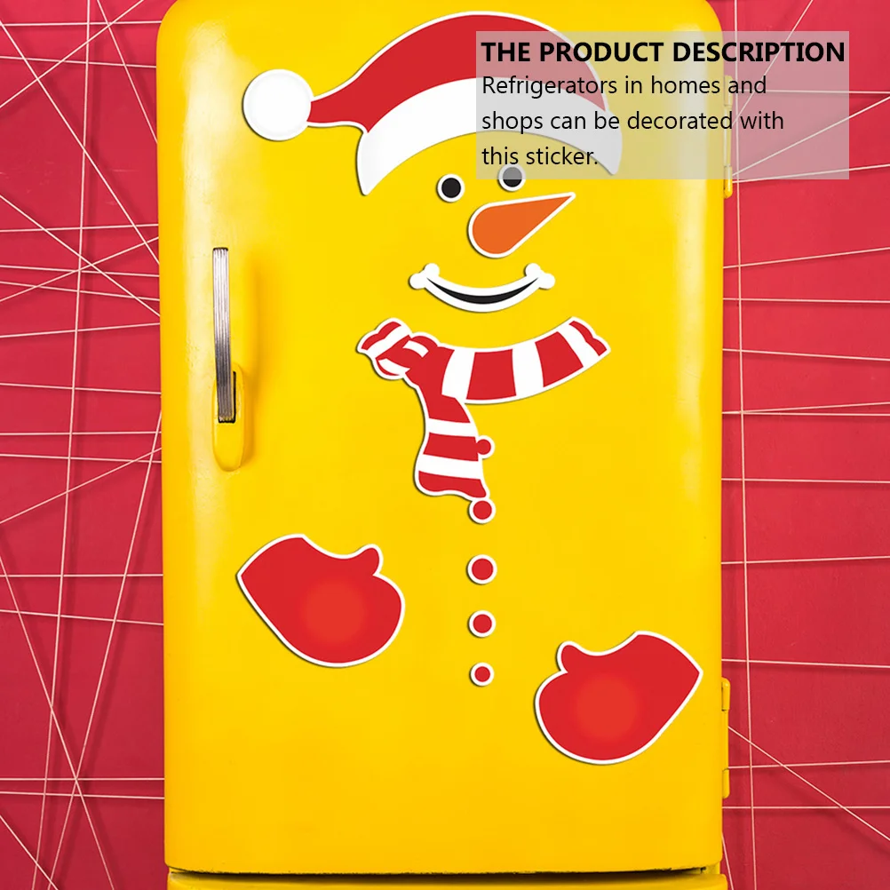 

1Set Fridge Stickers Christmas Snowman Design Refrigerator Decals Removable Kitchen Decor for Holiday Party Home Decoration