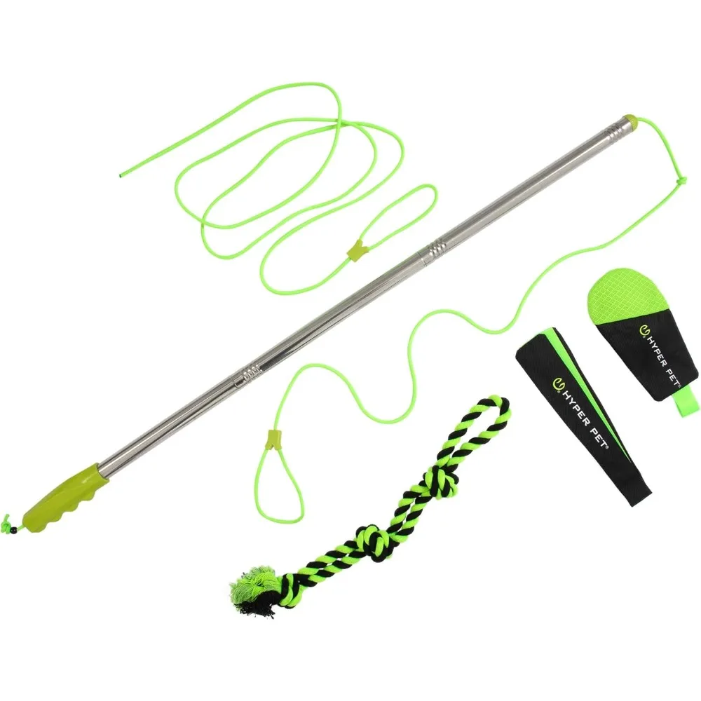 

Hyper Pet Flirt Pole, Interactive Training Dog Toy, 36.5" Metal Pole with 45” Rope, 3 Toy Attachments and Replacement Rope, for
