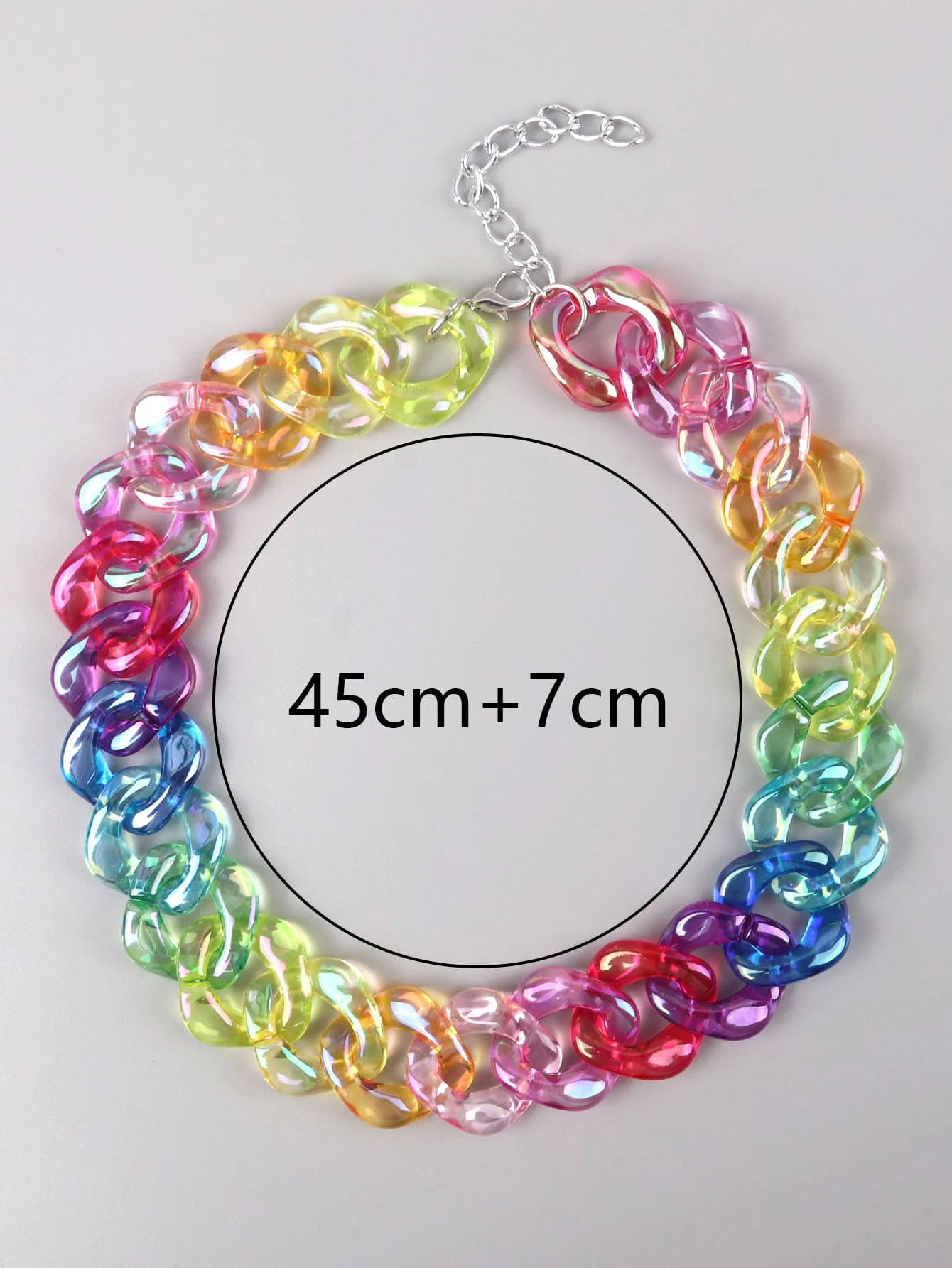 FishSheep Statement Colorful Acrylic Chain Choker Necklaces for Women Boho  Multi Color Big Chunky Link Collar Necklace Gift