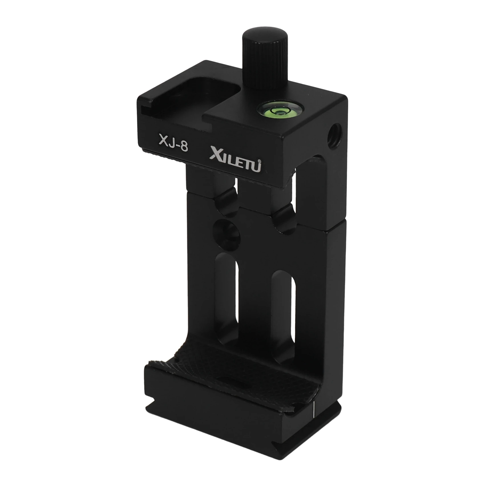 XILETU-suporte de cabeça tripé, suporte do telefone móvel, clipe para telefone, lanterna, micro-telefone com nível de espírito, montagem sapata fria, XJ-8