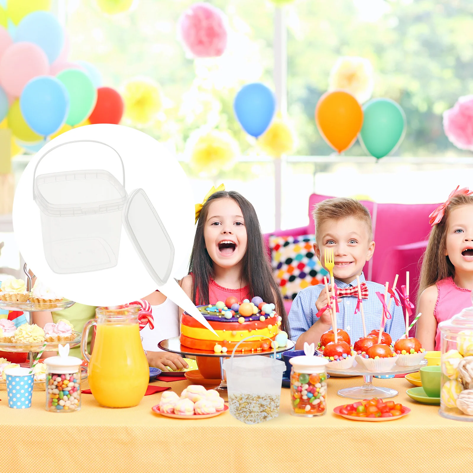 

10pcs Clear Food Bucket 500Ml With Lid For Milk Tea Ice Cream Fruit Yogurt Snacks Storage Party Supplies Popcorn Container Cold