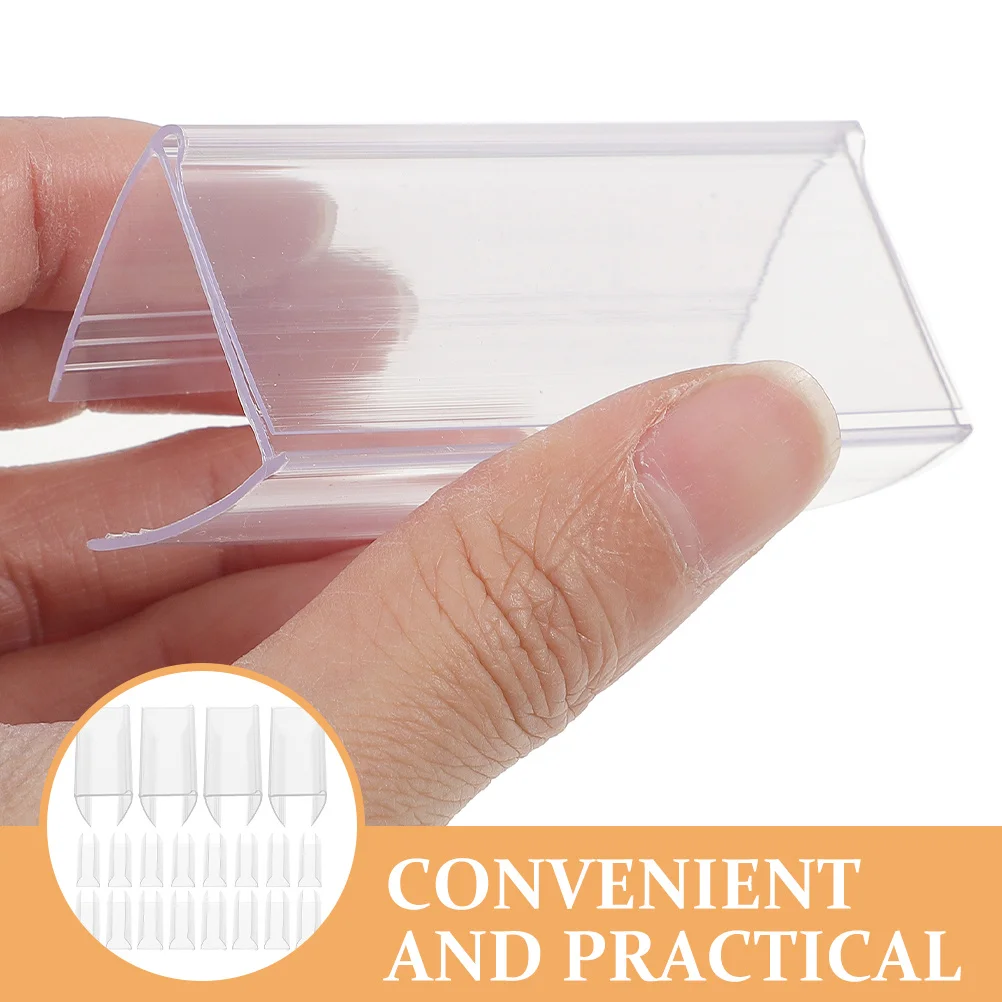 20Pcs Shelf Label Holder Transparent Price Tag Clip for Retail Accessories Merchandise Sign Display Stable Anti-Skid Holder