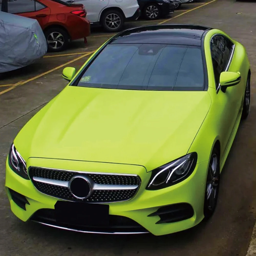 

Matte Metallic Yellow Green Car Sticker Bubble Free Wrapping Vinyl Film PET Auto Body Self Adhesive Sticker Car Accessories