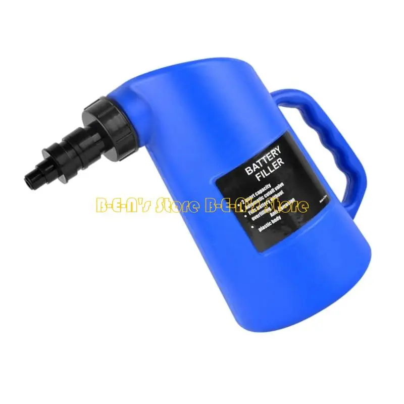 Y1AD Manual Battery Service Jugs 2L 2 Quart with Automatic Cut Off Valves, Plastic Bottle for Water Refilling Tasks Maintenance