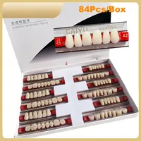 84 Pcs/Set Dental Acrylic Resin Teeth - Full Upper & Lower Denture Set A1/A2/A3 Shades for Dentists Lab | S/M/L Sizes