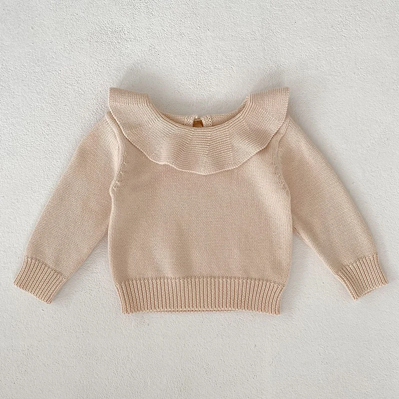 

2024 New Autumn Baby Girls Knitted Clothes Newborn Baby Girls Sweater Long Sleeved Solid Color Kids Knitting Pullover Tops