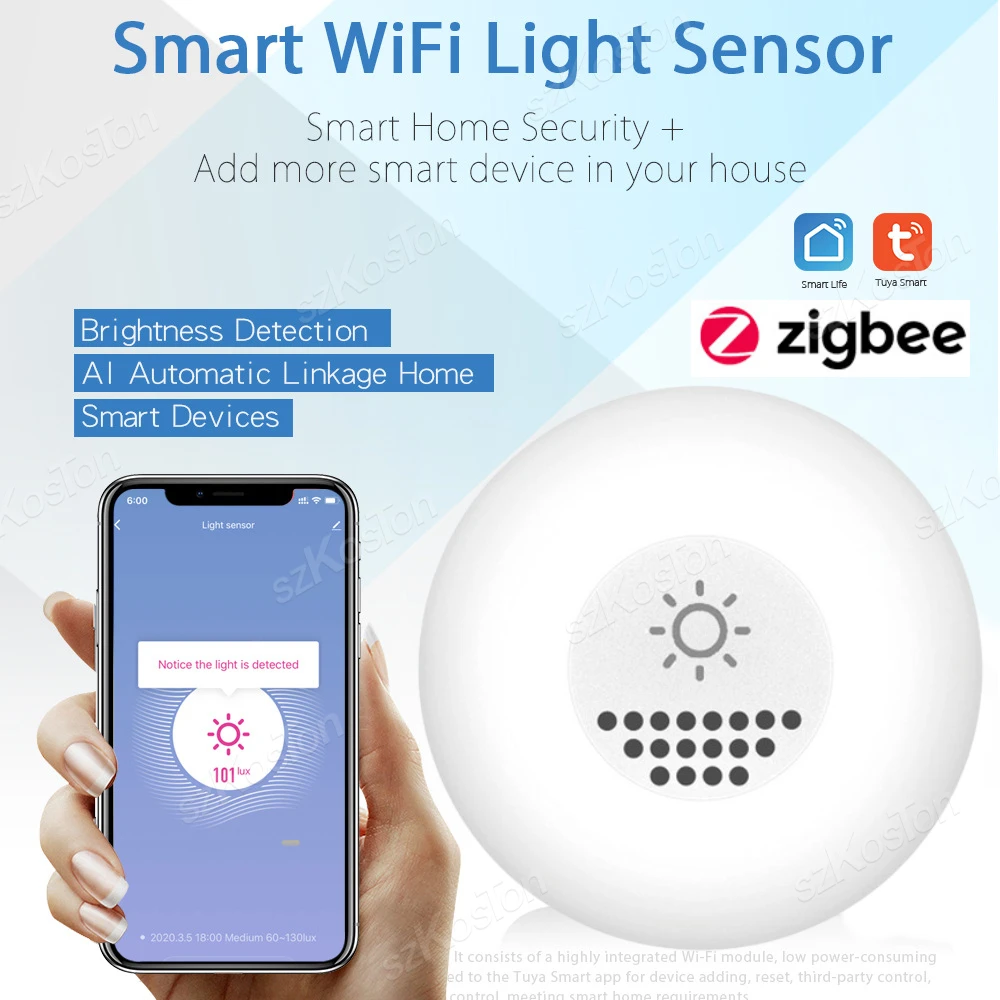 Датчик яркости Tuya ZigBee для умного дома, датчик освещения для дистанционного управления освещением