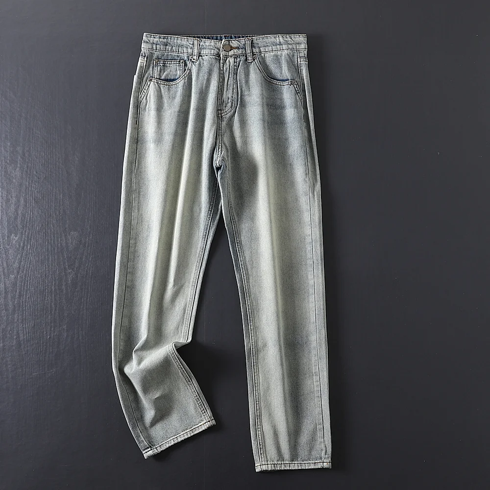 

Мужские джинсы в стиле ретро-американский вейд, весна-осень, повседневные, свободные, прямые, длинные брюки, молодежный стиль, Vitali Wear