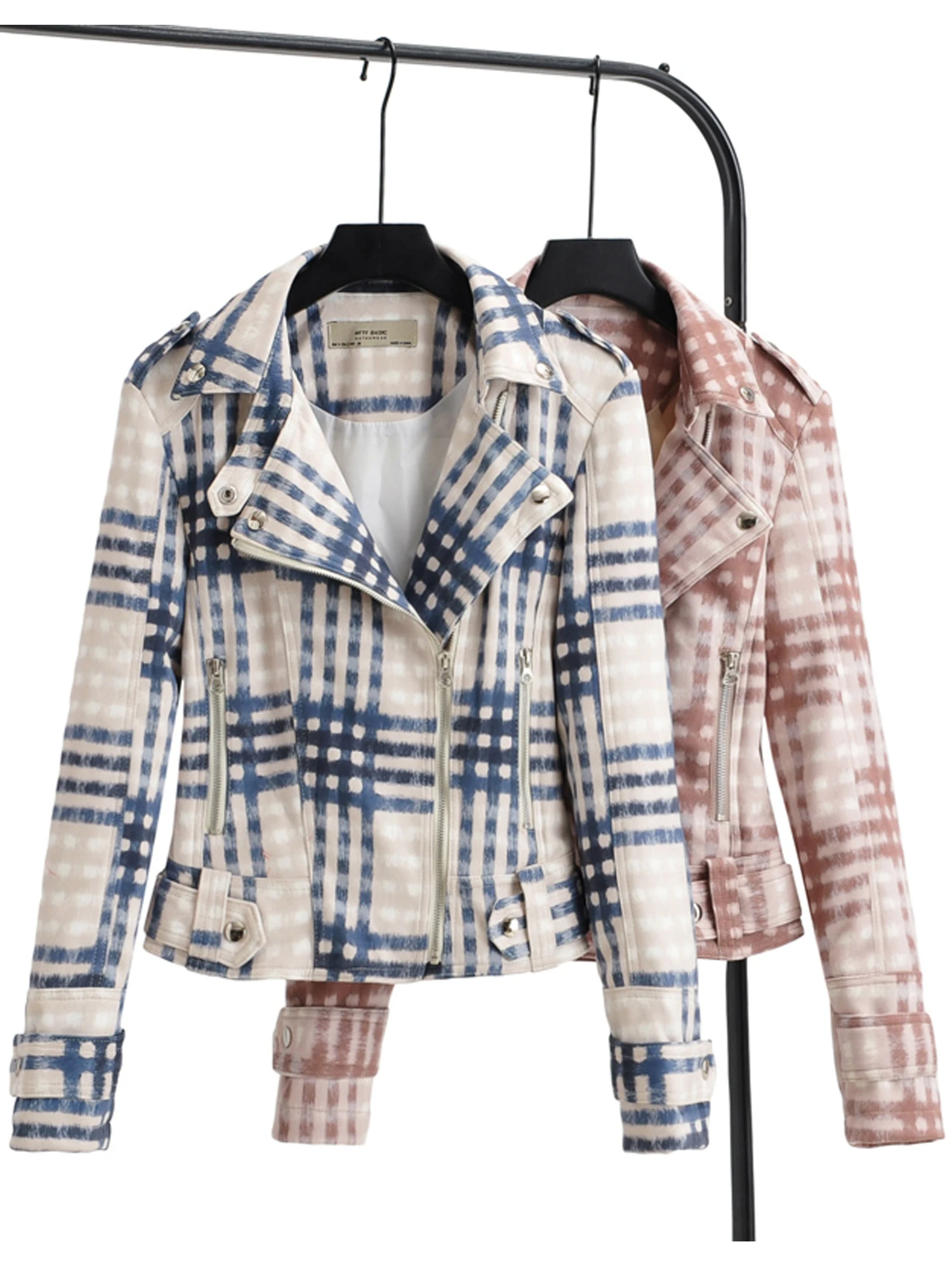 Frauen Wildleder Leder Jacken Kurze Motorrad Mantel Frauen Plaid Mode Biker Faux PU Jacke Herbst Winter jaqueta de couro