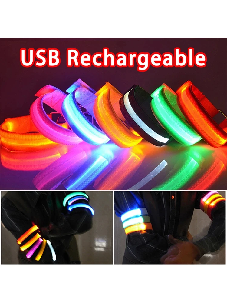 AliExpress NONE Outdoor Sports Armband LED Light Night Running Safety Belt USB Rechargeable Arm Leg Warning Wristband Cycling Bike Bicycle Light