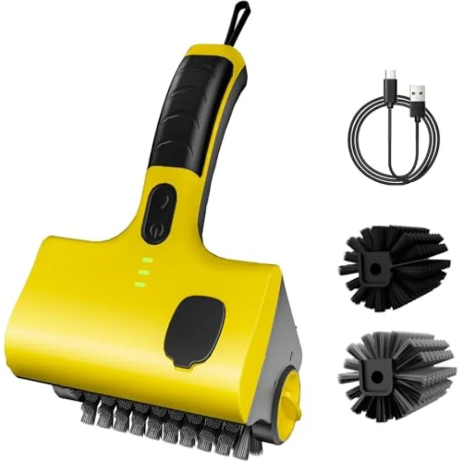 

Cordless Rechargeable Grill Brush 360° Rotating Cleaner Brush Cordless Electric Grill Cleaning Scrub Brush with Two Different B