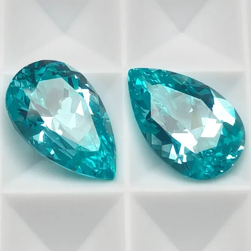 مختبر نمت Paraiba الأحجار الكريمة الكمثرى شكل أعلى جودة خرز تميمة DIY بها بنفسك خواتم المجوهرات صنع المواد اختيار AGL شهادة