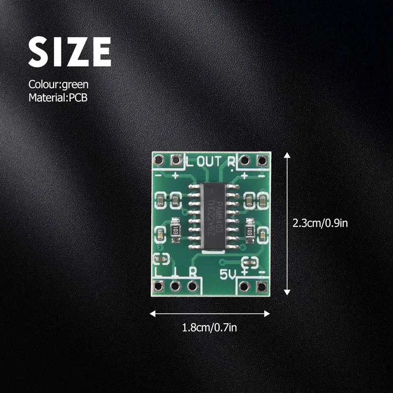 Módulo da placa do amplificador de potência digital, módulo audio, 2x3W, tipo D, 5V, PAM8403, 5 PCes