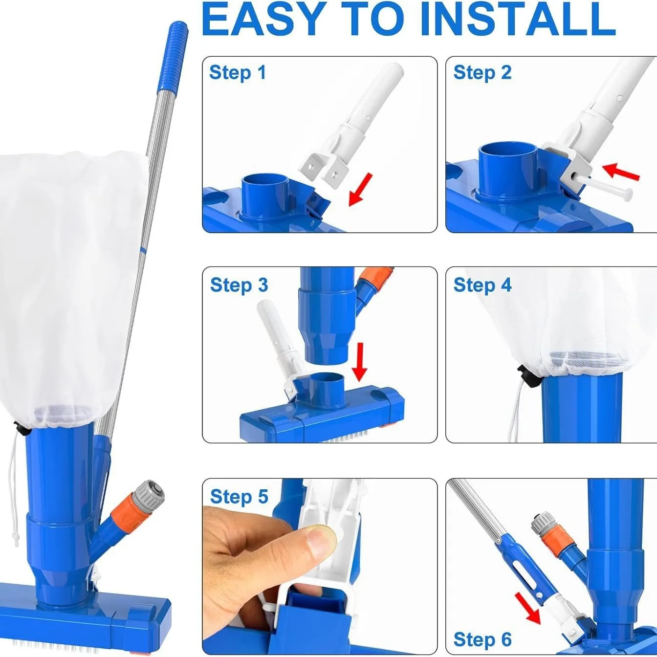 Upgrade 40" tragbarer Pool-Staubsauger, Pool-Unterwasser-Staubsauger Jet-Reiniger – Detail 6