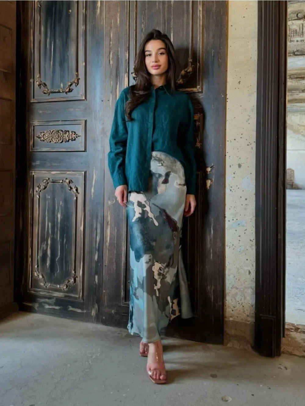 

Женская верхняя рубашка Sjkirt, комплект из 2 предметов, мусульманский комплект с принтом Ид, блузка, рубашки с длинными рукавами, костюмы, Саудовская Аравия, Дубай, мусульманские ансамбли 2026