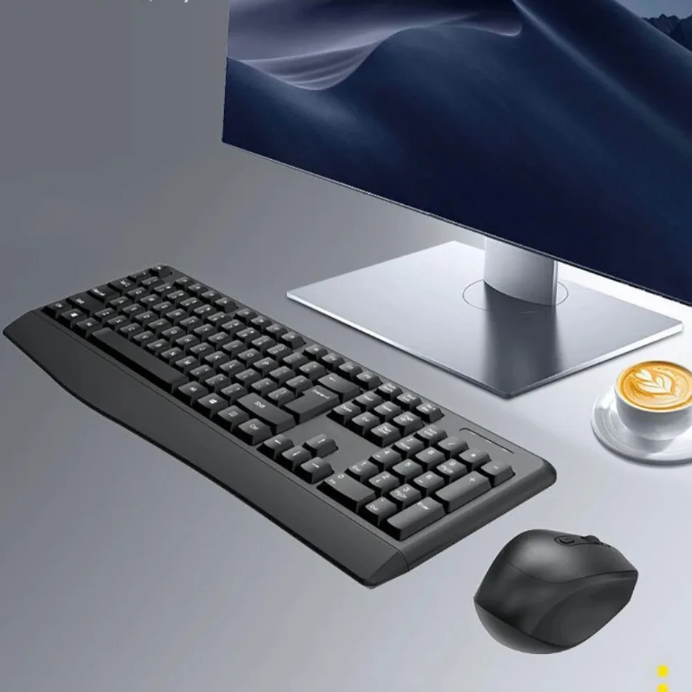 

TF100 Wireless Keyboard Mouse Combo Full Size Silent Spill Resistant Multimedia 2.4G USB Keyboard for PC Laptop Office