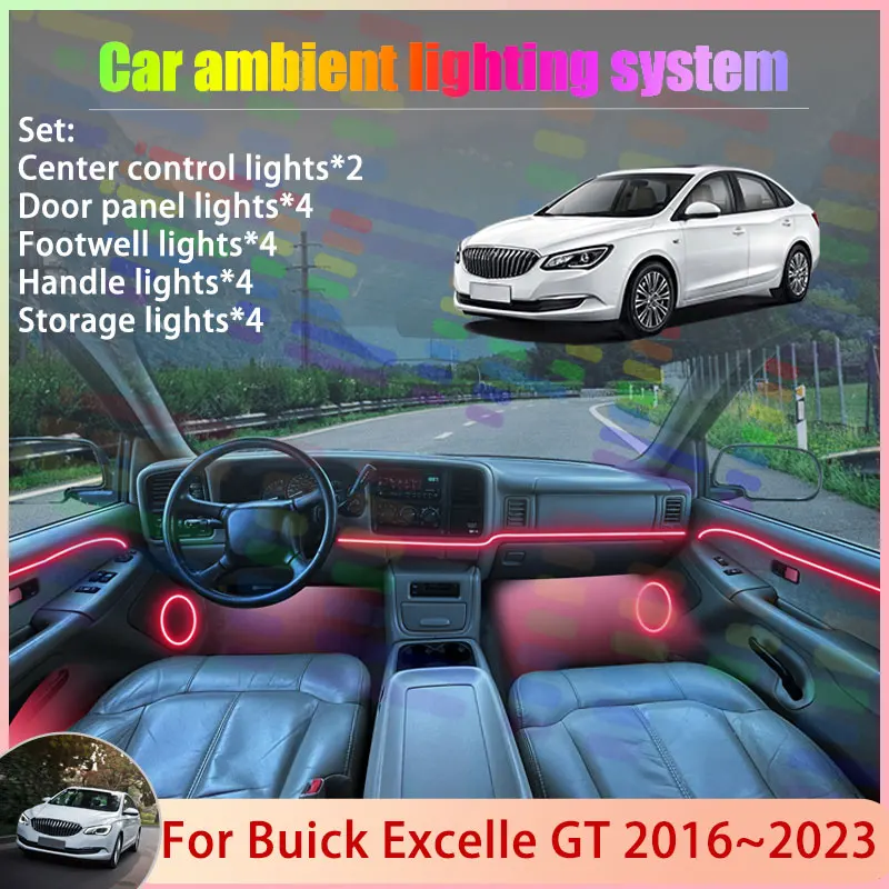 

For Buick Excelle GT 2016~2023 2017 2018 GX MK2 2/24 in 1 Car Atmosphere Light Lamp RGB Shade Ensemble Streamer Atmosphere Set