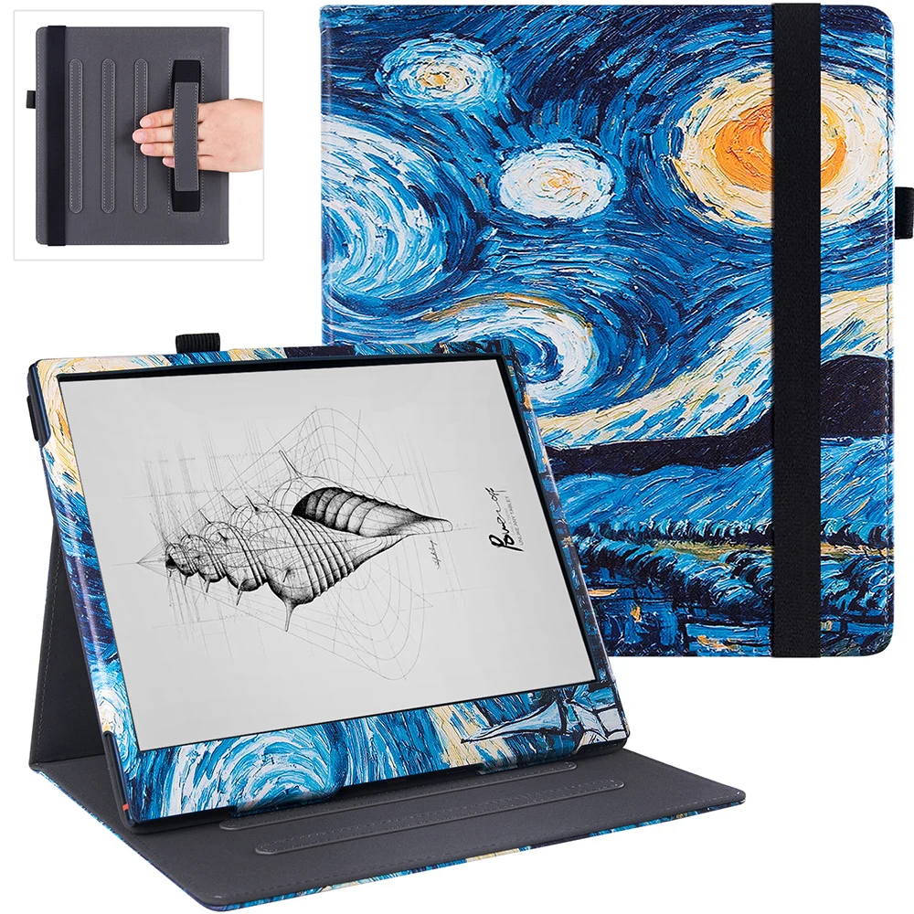 

Standd Case for 10.3" Boox Note Air2 Plus/Note Air3 C/Note Air3 BW Tablet - PU Leather Cover with Hand Strap & Auto Sleep/Wake